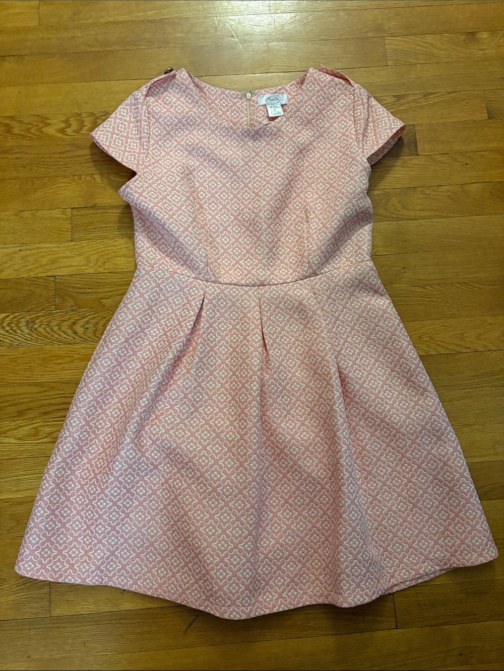 Pink Patterned Fit-and-Flare Women’s Dress